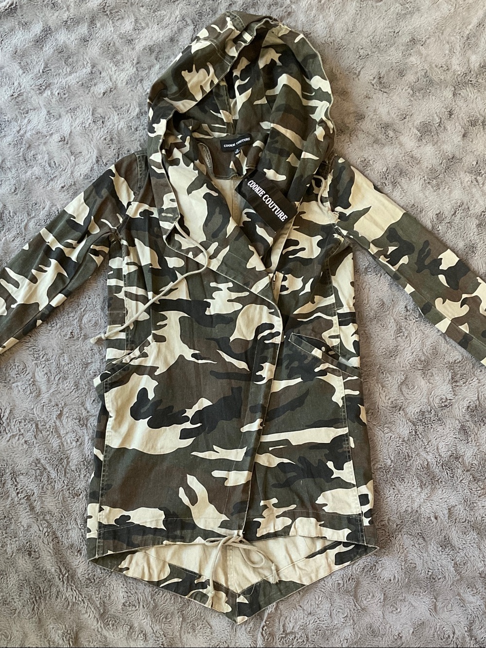 Women’s Hooded Camo Jacket - Olive/Beige